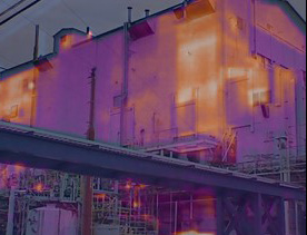 Thermal image of the Honeywell Metropolis Uranium conversion facility during restart activities.
