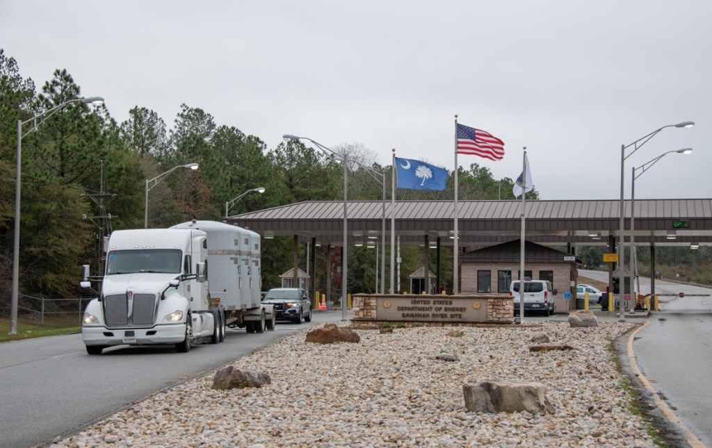 The first shipment of down blended surplus plutonium from the K Area at Savannah River Site in South Carolina departs the site enroute to the Waste Isolation Pilot Plant in New Mexico.