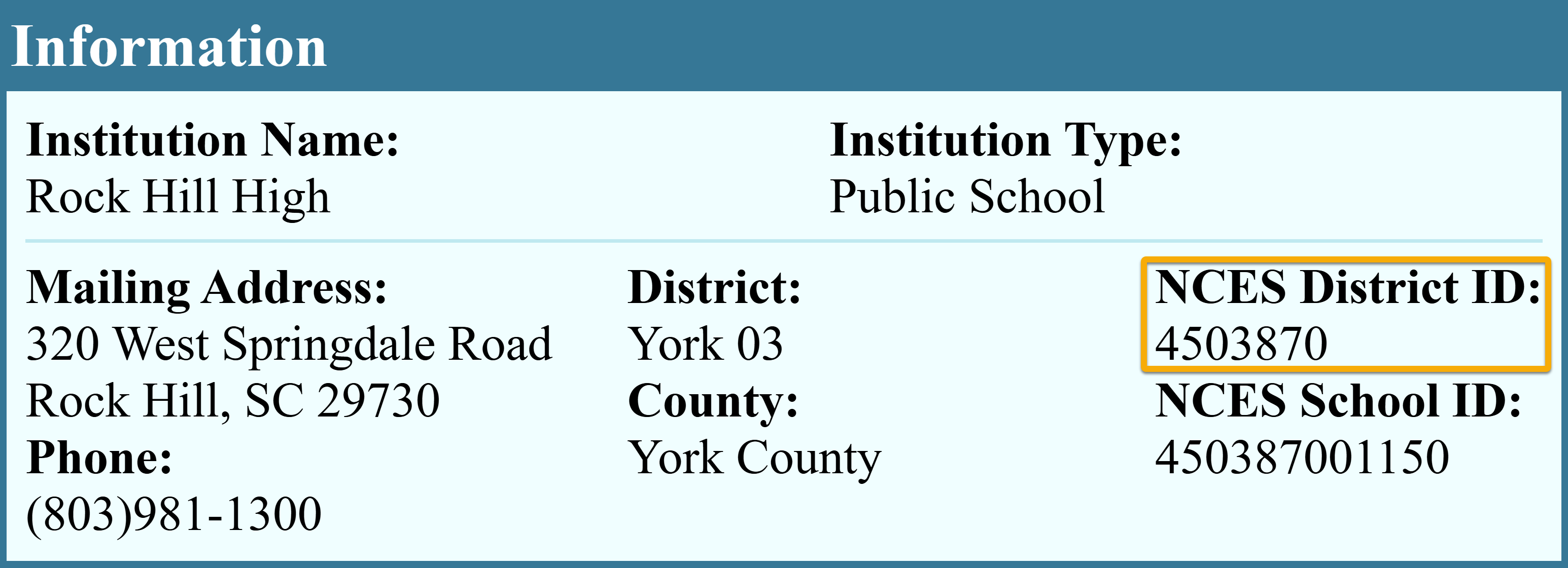 NCES ID Example