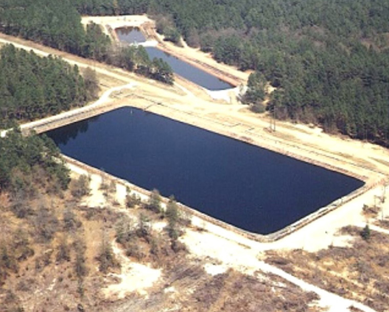 aerial view of water treatment basin