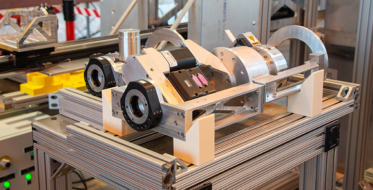 Large metal equipment on a metal table